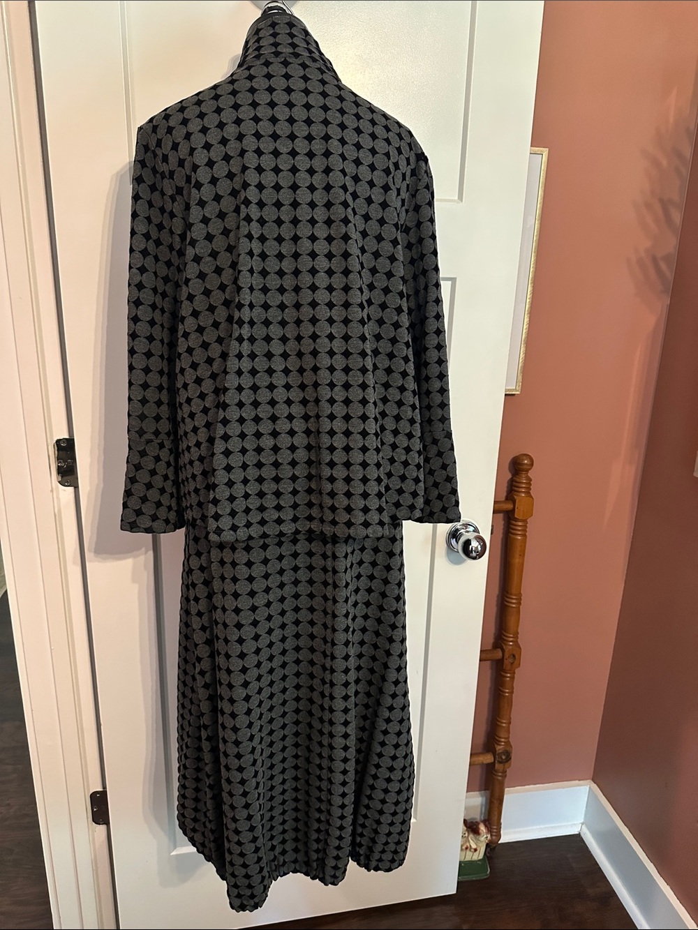 bryn Walker 2-piece polka dot black gray S/M Lagenlook jacket & skirt set - Picture 10 of 16